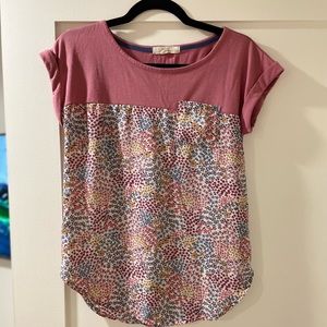 Anthropologie -  Rewind Rose Colored Floral Tee